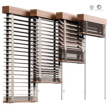 Vintage Wooden Blind Model 07 3D model image 1 