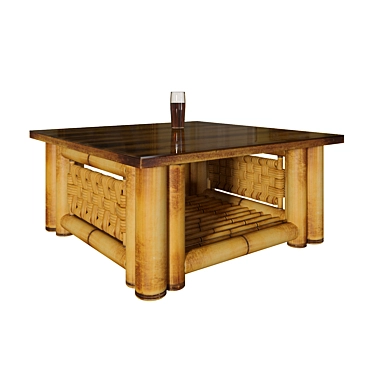 Modern Bamboo Coffee Table Set 3D model image 1 