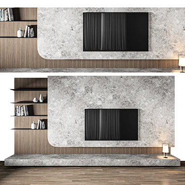 Modern TV Wall 3D Model 3D model image 1 