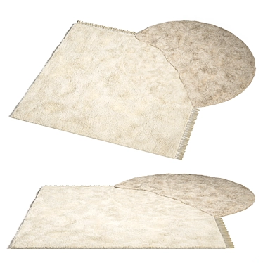 Cozy Cream Tufted Wool Rug 3D model image 1 