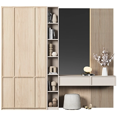 Modern Wood Hallway Cabinet Set 3D model image 1 