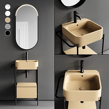 Stainless Steel Designer Vanity Set 3D model image 1 