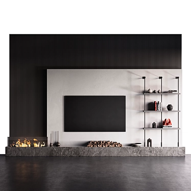 Fireplace Wall Composition with Decor 3D model image 1 