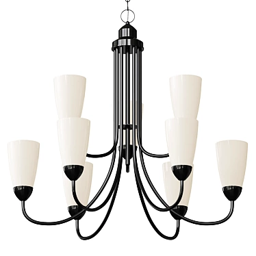 Elegant Bronze Chandelier Fixture 3D model image 1 