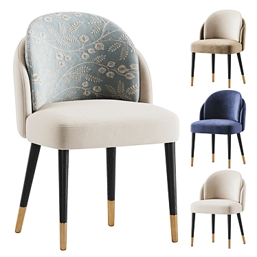 Luxury Velvet Upholstered Wood Chair 3D model image 1 