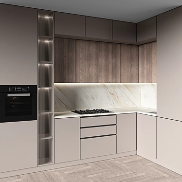 Modular Kitchen Modern Design Set 3D model image 1 