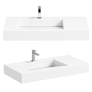 Modern Matte White Stone Sink 3D model image 1 