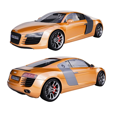 Orange Audi R8 Sports Car 3D model image 1 