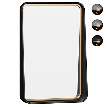 Industrial Chic Rectangular Metal Mirror 3D model image 1 