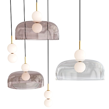 Modern Glass Brass Pendant Lamps 3D model image 1 