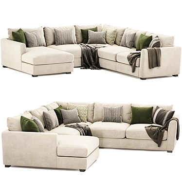 Contemporary Light 5-Seater Sectional Sofa 3D model image 1 