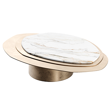 Luxury Marble Gold Metal Table 3D model image 1 