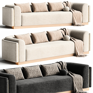 Contemporary Portuguese Sofa with Customizable Fabric 3D model image 1 