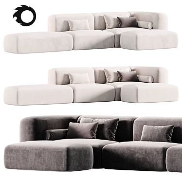 Modern Leather Sectional Sofa: Clara 3D model image 1 