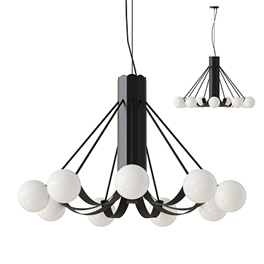 Geometric Glass Shade Black Chandelier 3D model image 1 