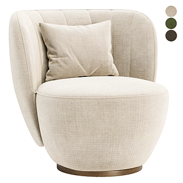 Luxurious Pearl Armchair in 3 Colors 3D model image 1 