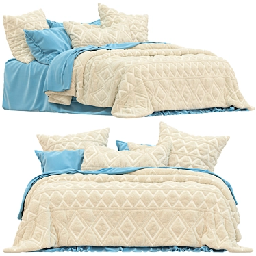 Alaska Cream Quilted Bedding Set 3D model image 1 