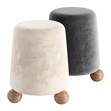 Versatile Upholstered Pouf Seat 3D model image 1 