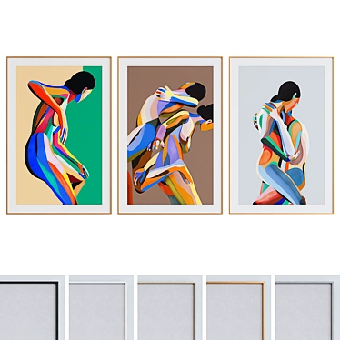 Modern Frame Set with Artistic Portraits 3D model image 1 