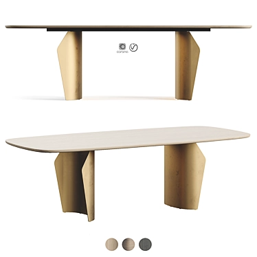 Elegant Bonaldo Flame Wooden Table 3D model image 1 