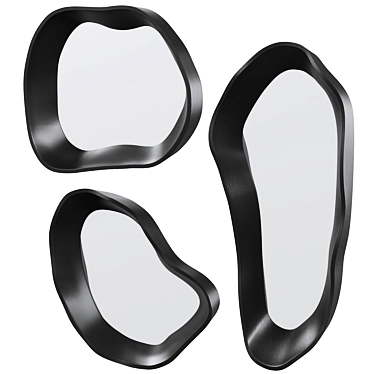 Modern Geometric Wall Mirror Trio 3D model image 1 