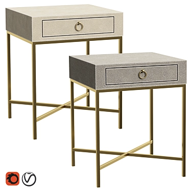 Luxury Skata Leather Bedside Tables 3D model image 1 