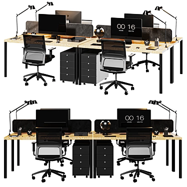 Optimized High Detail Office Set 3D model image 1 