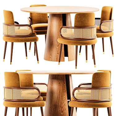 Modern Dining Set with Chairs 3D model image 1 