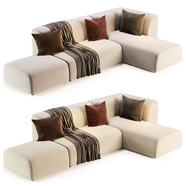 Industrial Loft Gray Corner Sofa 3D model image 1 