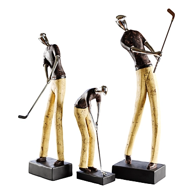  Elegant Golf Player Figurines. 3D model image 1 