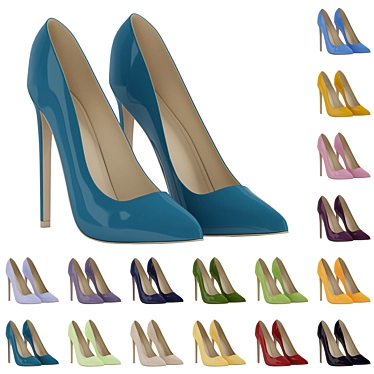 Colorful Lacquered High-Heel Shoes 3D model image 1 