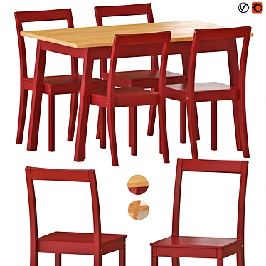 Contemporary Pinntorp Table and Chairs 3D model image 1 