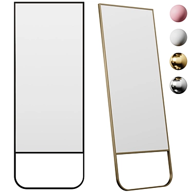 Contemporary Stainless Steel Full-Length Mirror 3D model image 1 