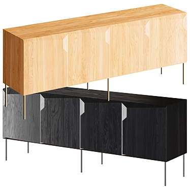 4-Door Oak Stairs Sideboard 3D model image 1 