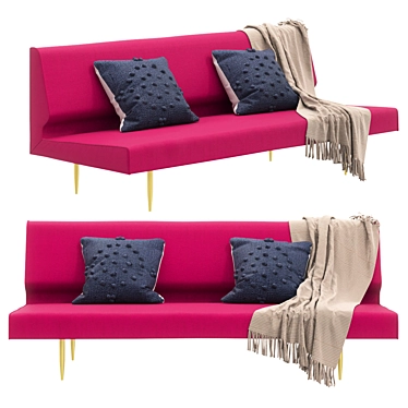 Modern Pine Sofa with Brass Legs 3D model image 1 