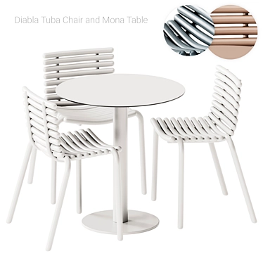 Modern Diabla Table & Chair 3D model image 1 