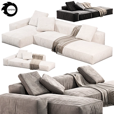 Modern BOCA NAVI 3-Seater Sofa 3D model image 1 