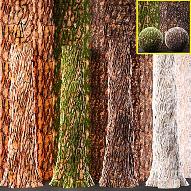 Tree Bark Texture Set 3D model image 1 