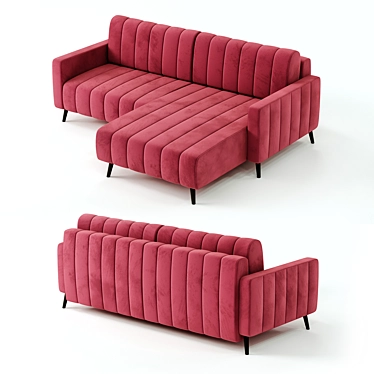 Plush Coral Velvet Sofa: Modern 3D model image 1 