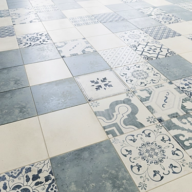 Antiqua Geometric Floor Tile Collection 3D model image 1 