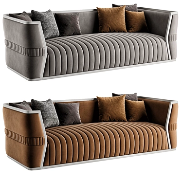 Luxury Off-White Leather 3-Seater Sofa 3D model image 1 