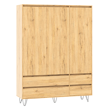 Stylish Rialto 3-Door Wardrobe 3D model image 1 