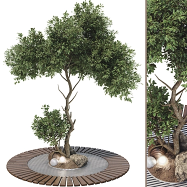 Urban Garden Bench Tree Collection 3D model image 1 