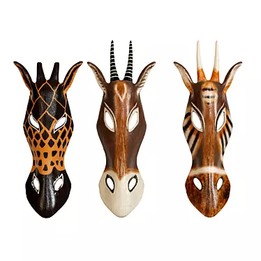 Handcrafted African Giraffe Mask 3D model image 1 