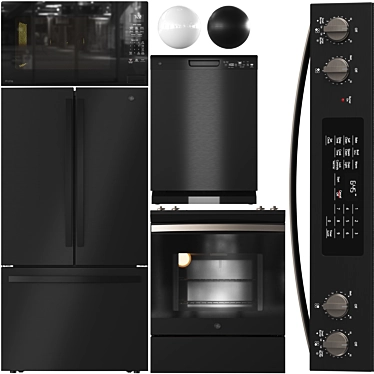 GE Appliance Bundle Black White 3D model image 1 