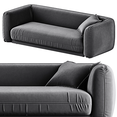 Modern Grey Velvet Sofa 3D Model 3D model image 1 