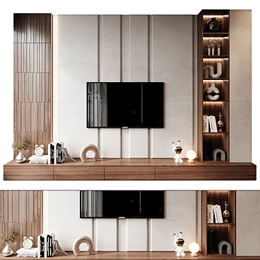 Modern Wall TV Shelf Oak 3D model image 1 