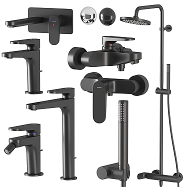 Yoyo Bathroom Fixtures Set with Showerhead 3D model image 1 