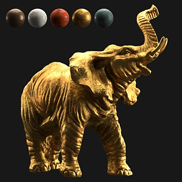 Vintage Elephant Brass Sculpture 3D model image 1 