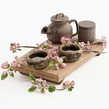 Spring Tea Flowers Decor Set 3D model image 1 